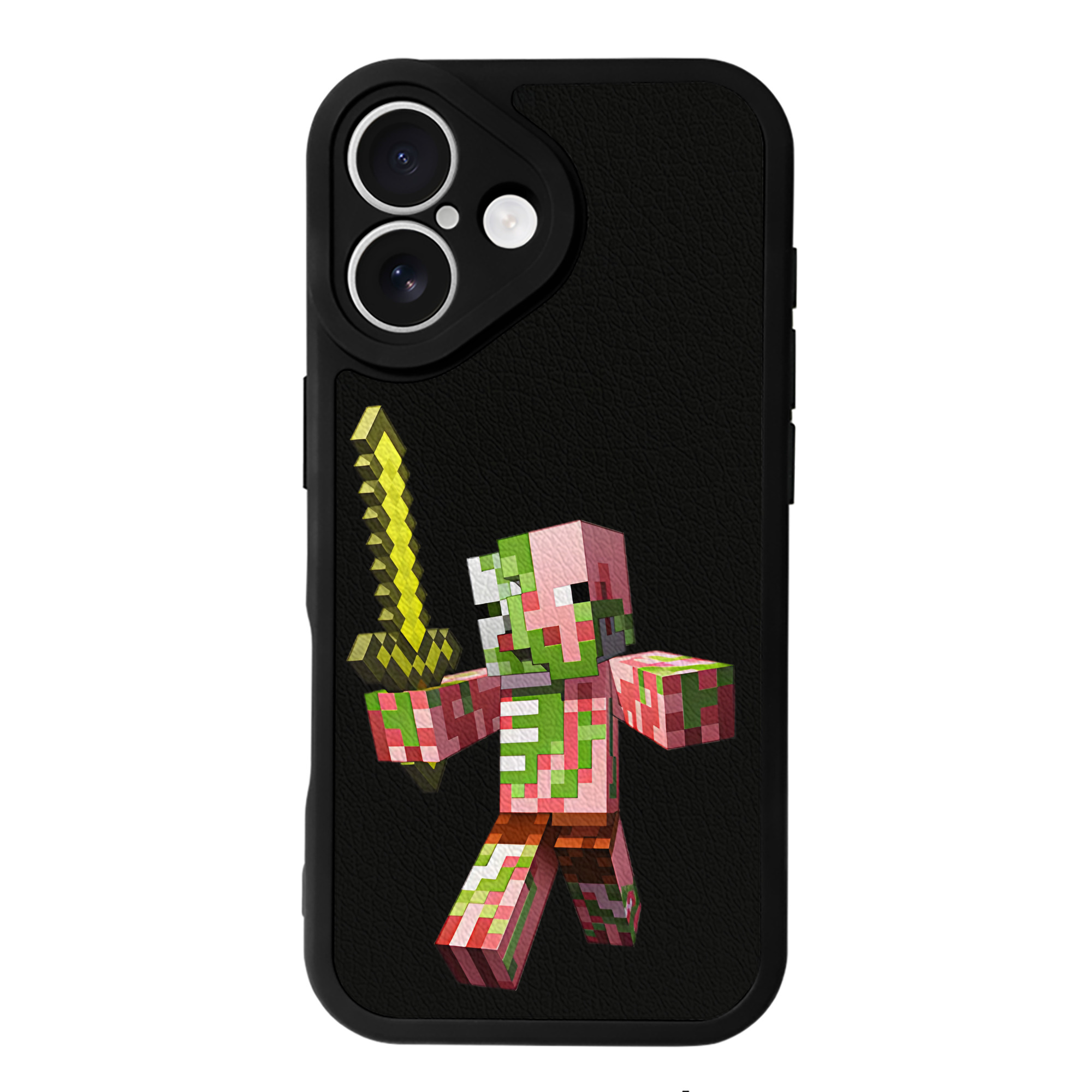 （画像用） マインクラフト ブロックの世界 Minecraft MC Block world 【iPhone 16シリーズ対応】シリコンスマホケース（レザー調） 材質：シリコン